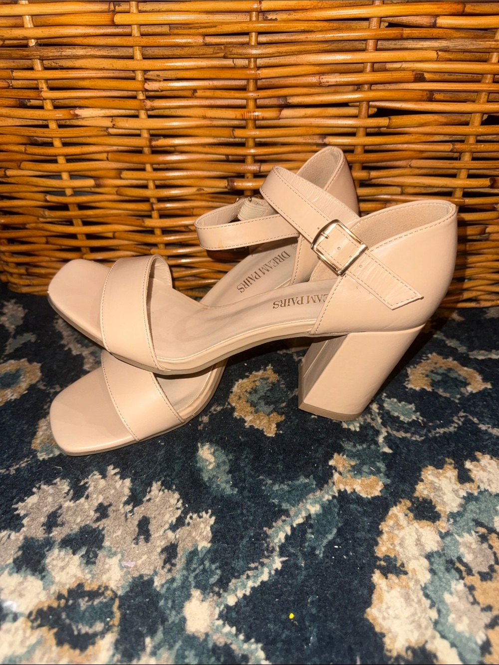 Dream Pairs Blush Block Heel Sandals with Ankle Buckle